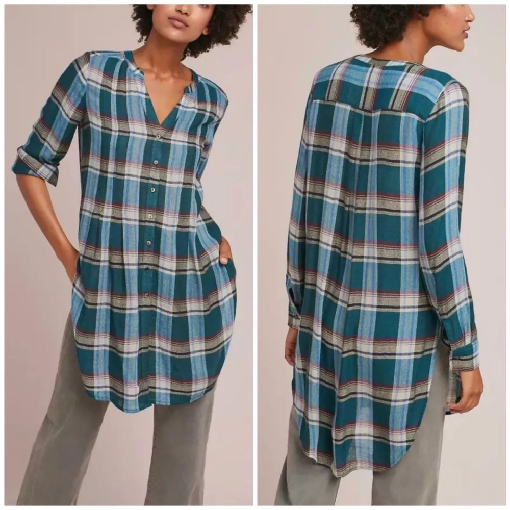 AKEMI + KIN Anthropologie Tunic Plaid Shirt